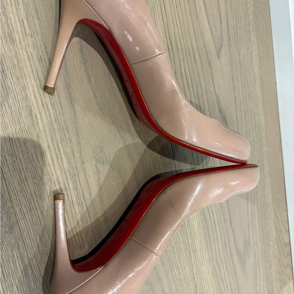 Christian Louboutin 85mm Nude Patent Leather Pumps 39.5 Summer - Picture 7 of 13